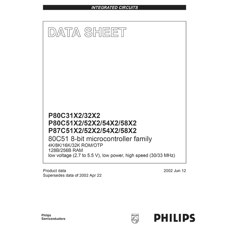 P80C31X2 Philips Microcontroller Data Sheet