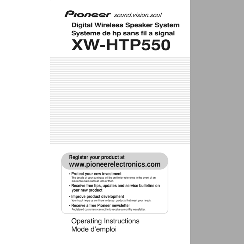 Pioneer XW-HTP550 Digital Wireless Speaker Operating Instructions