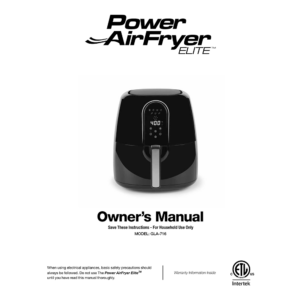 Power AirFryer Elite 5.5-quart GLA-716 Owner's Manual