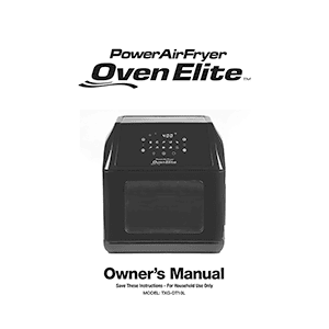 User manual for POWER AIRFRYER OVEN ELITE 6QT TXG-DT10L