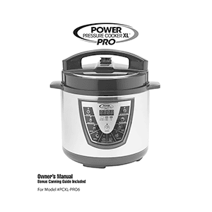User manual for POWER PRESSURE COOKER XL PRO 6QT PCXL-PRO6