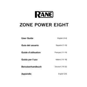 Rane Zone Power Eight 8-Channel 70V/100V Amplifier User Guide