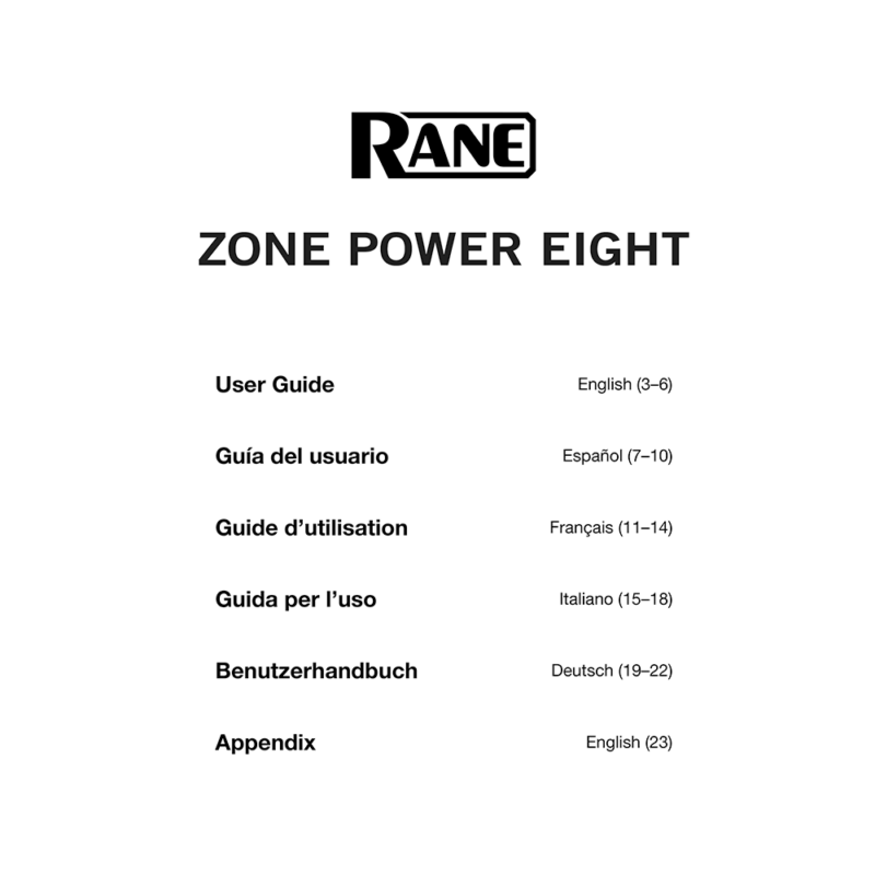 Rane Zone Power Eight 8-Channel 70V/100V Amplifier User Guide