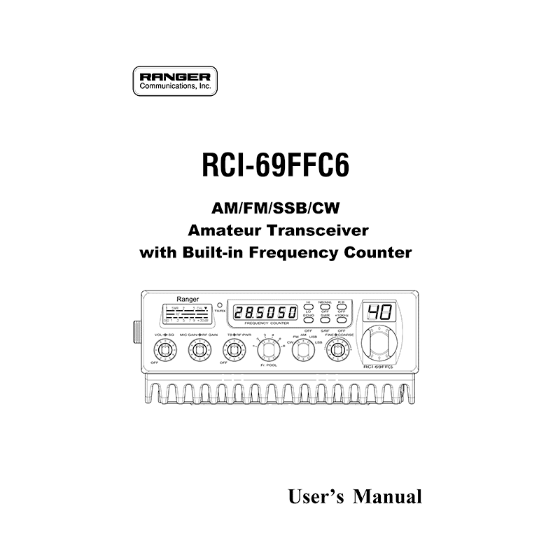 Ranger RCI-69FFC6 Transceiver User's Manual