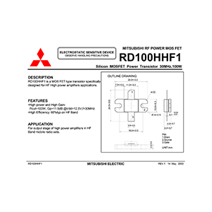 RD100HHF1 Mitsubishi Electric RF Power MOSFET Data Sheet