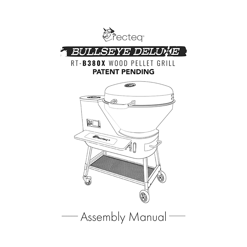 RECTEQ RT-B380X Bullseye Deluxe Wood Pellet Grill Assembly Manual and Users Guide