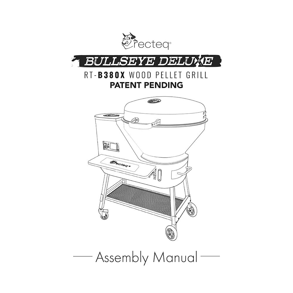 RECTEQ RT-B380X Bullseye Deluxe Wood Pellet Grill Assembly Manual and Users Guide