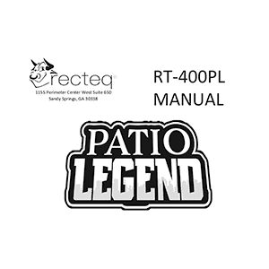 RECTEQ RT-400PL Patio Legend 400 Wood Pellet WiFi Grill / Smoker Assembly Manual and User Guide