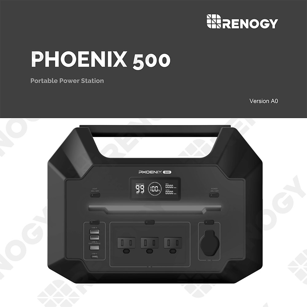 Renogy PHOENIX 500 Portable Power Station RPS5080AA User Manual