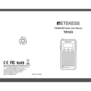 Retekess TR103 FM/MW/SW Radio User Manual