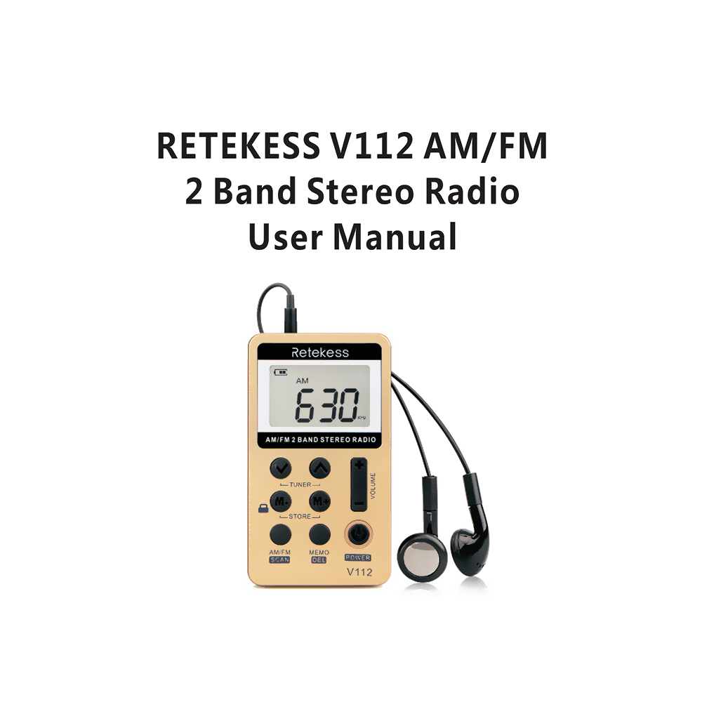 Retekess V112 AM/FM 2 Band Stereo Radio User Manual