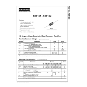 RGP10G Fairchild 1A 400V Fast Recovery Rectifier Data Sheet