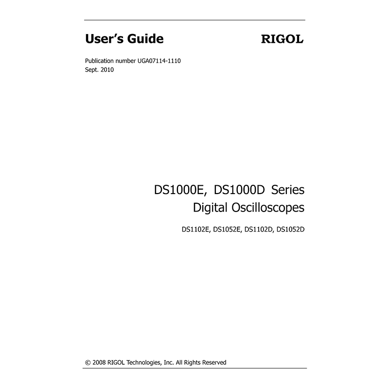 RIGOL DS1102D Digital Oscilloscope User's Guide