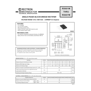 RS602M Rectron 6A 100V Bridge Rectifier Data Sheet