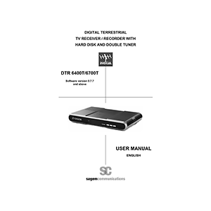 Sagem DTR6400T Freeview Dual-Tuner Recorder User Manual