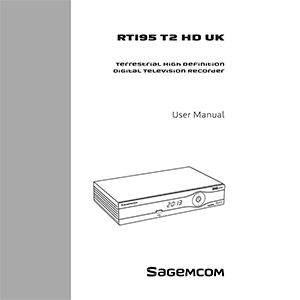 Sagem RTI95 T2 HD Freeview+ Recorder User Manual