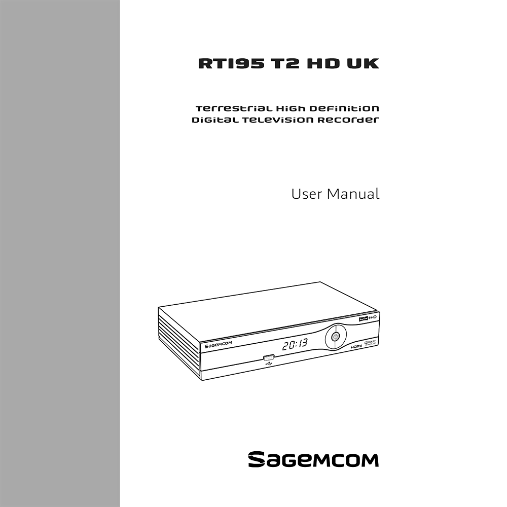 Sagem RTI95 T2 HD Freeview+ Recorder User Manual