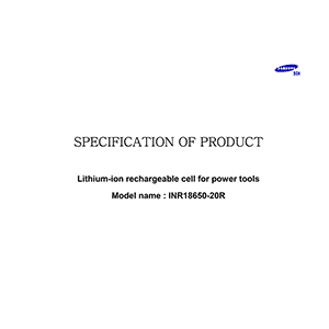 Samsung SDI INR18650-20R Lithium-ion Rechargeable Cell Datasheet