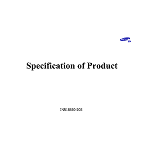 Samsung SDI INR18650-20S Lithium-ion Rechargeable Cell Datasheet