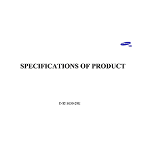 Samsung SDI INR18650-29E Lithium-ion Rechargeable Cell Datasheet
