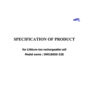 Samsung SDI INR18650-32E Lithium-ion Rechargeable Cell Datasheet