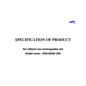 Samsung SDI INR18650-35E Lithium-ion Rechargeable Cell Datasheet