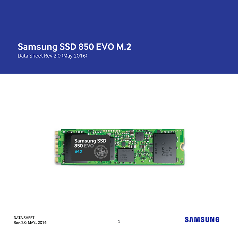 Samsung SSD 850 EVO 1TB M.2 SATA MZ-N5E1T0 Data Sheet