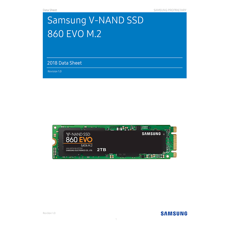 Samsung SSD 860 EVO 1TB M.2 SATA MZ-N6E1T0 Data Sheet