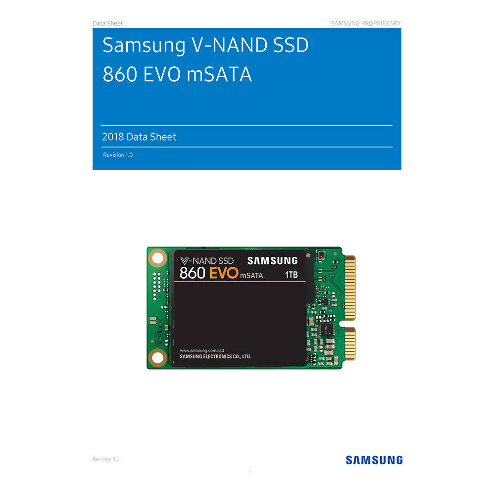 Samsung SSD 860 EVO 1TB mSATA MZ-M6E1T0 Data Sheet