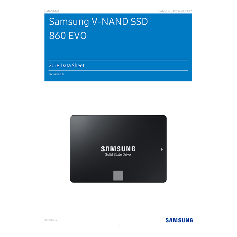 Samsung SSD 860 EVO 256GB SATA MZ-76E250 Data Sheet