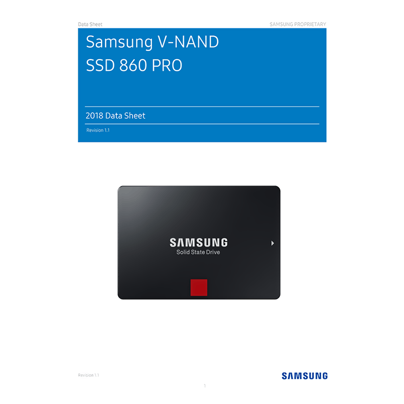 Samsung SSD 860 PRO 256GB SATA MZ-76P256 Data Sheet