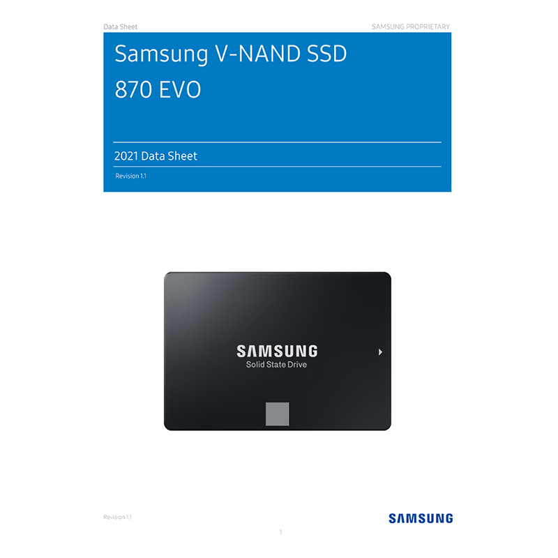 Samsung SSD 870 EVO 1TB SATA MZ-77E1T0 Data Sheet
