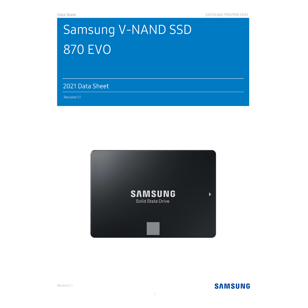 Samsung SSD 870 EVO 250GB SATA MZ-77E250 Data Sheet