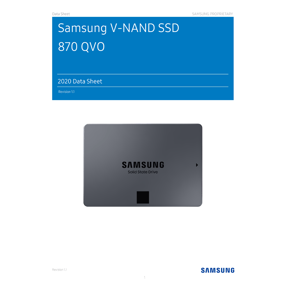 Samsung SSD 870 QVO 1TB SATA MZ-77Q1T0 Data Sheet