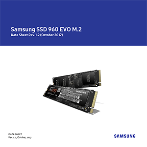 Samsung SSD 960 EVO 1TB M.2 PCIe Gen 3.0 x4 NVMe 1.2 MZ-V6E1T0 Data Sheet