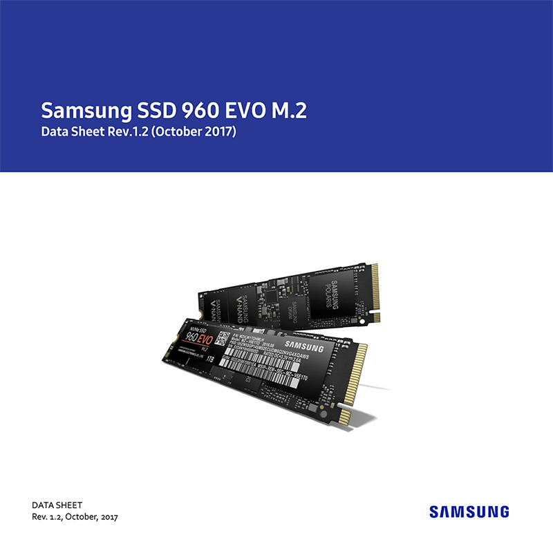 Samsung SSD 960 EVO 250GB M.2 PCIe Gen 3.0 x4 NVMe 1.2 MZ-V6E250 Data Sheet