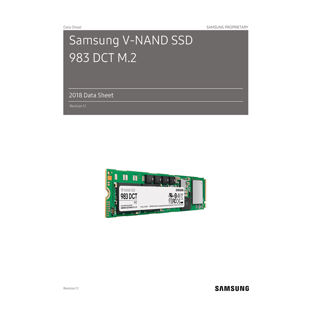 Samsung SSD 983 DCT 1.92TB M.2 PCIe 3.0 x4 NVMe 1.2b MZ-1LB1T9NE Data Sheet
