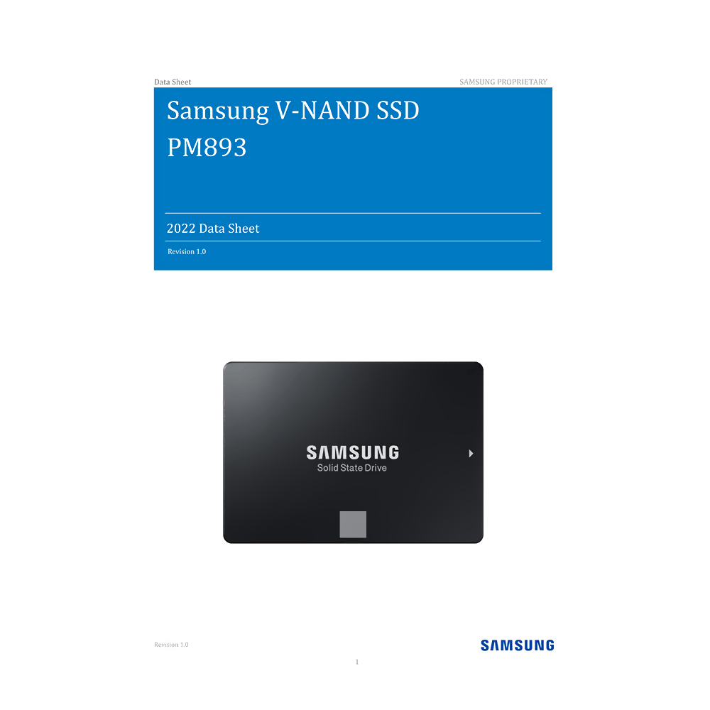 Samsung SSD PM893 7.68TB SATA MZ7L37T6HBLA Data Sheet