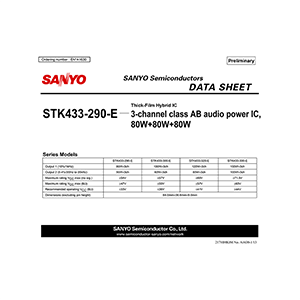 STK433-290-E Sanyo 3-ch class AB Audio Power Amplifier Data Sheet