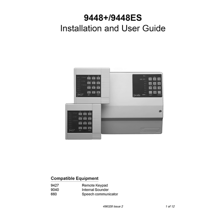 Scantronic 9448+ Alarm Control Panel Installation/User Guide