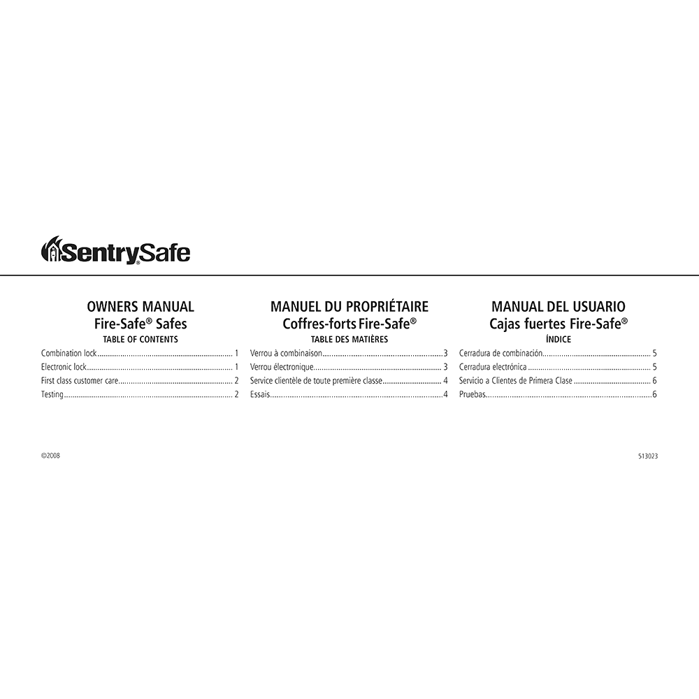 SentrySafe 1250 Combination Safe Owner's Manual