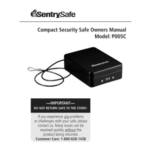 SentrySafe P005C Portable Security Safe Owner's Manual