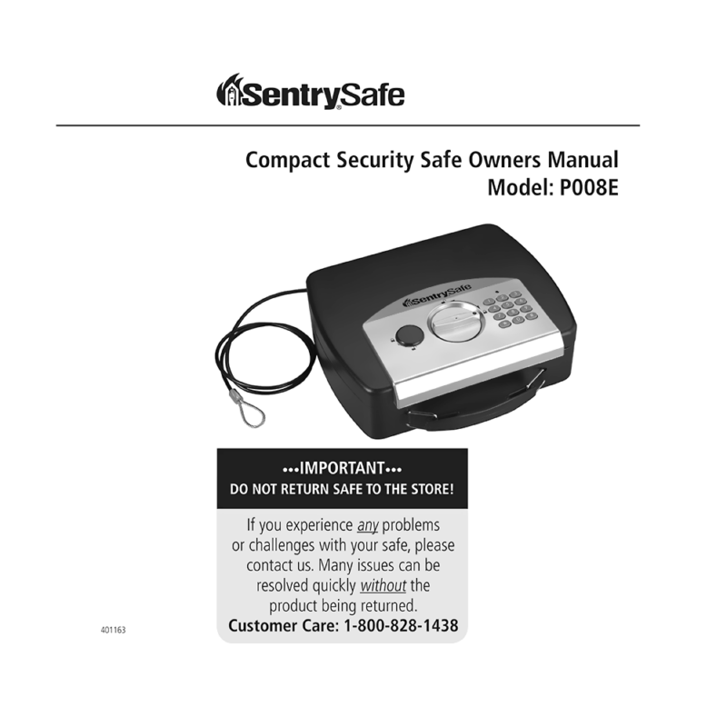 SentrySafe P008E Portable Security Safe Owner's Manual