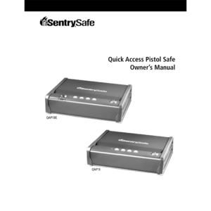 SentrySafe QAP1BE Quick Access Biometric Pistol Safe Owner's Manual