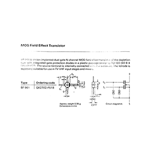 BF961 Siemens Dual Gate N-channel MOS field effect transistor Data Sheet