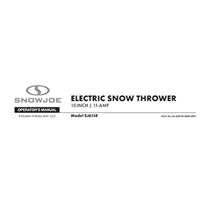 Snow Joe SJ615E Electric Snow Blower Operator's Manual