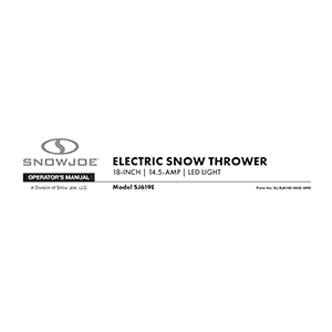 Snow Joe SJ619E Electric Snow Blower Operator's Manual
