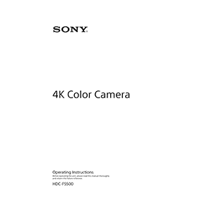 Sony HDC-F5500 camera Operating Instructions