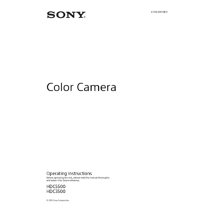 Sony HDC5500 Color Camera Operating Instructions