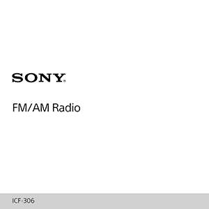 Sony ICF-306 Radio Operating Instructions